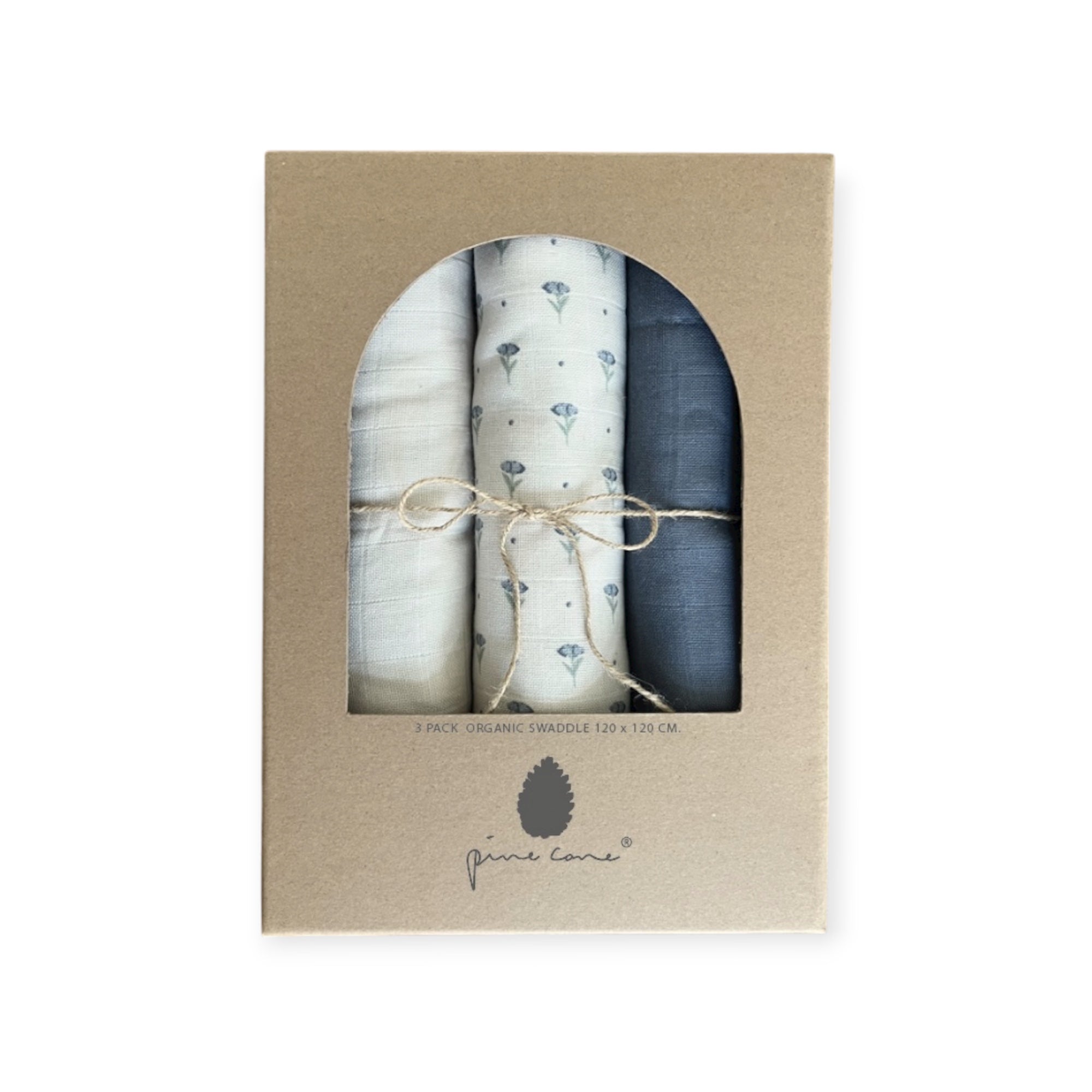 3-Pack Muslin Swaddle Gift Box – Flower Meadow (kraft gift box)