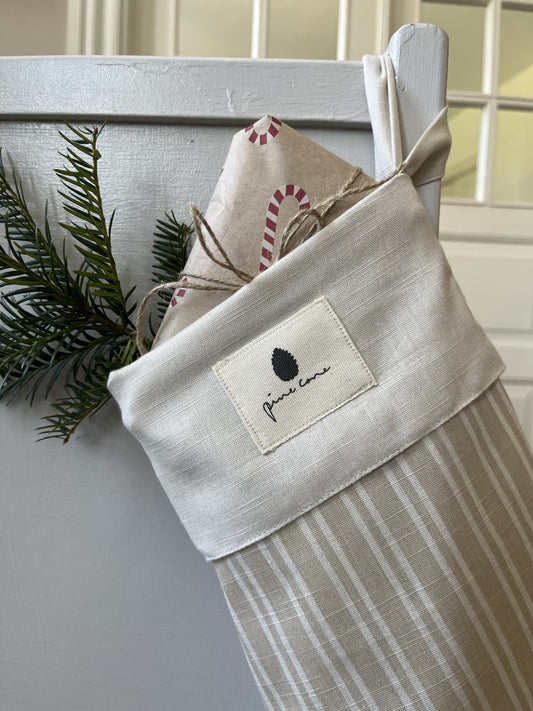 Pine Cone Copenhagen - Grandma's  Christmas Sock - Beige Stripe