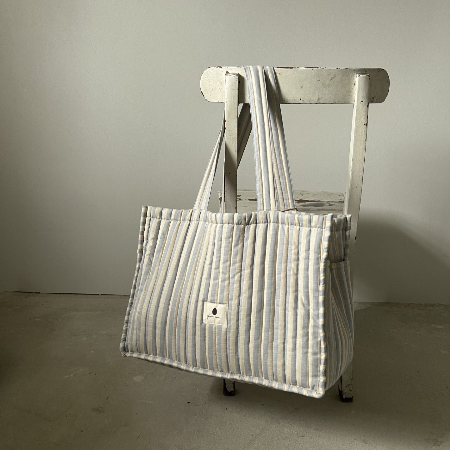 Pine Cone Copenhagen - Mommy Tote Bag / Nursery Bag - Blue Blossom Stripe