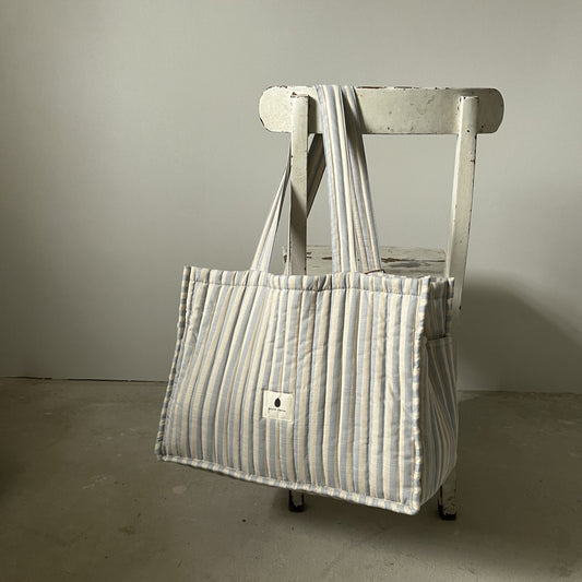 Pine Cone Copenhagen - Mommy Tote Bag / Nursery Bag - Blue Blossom Stripe
