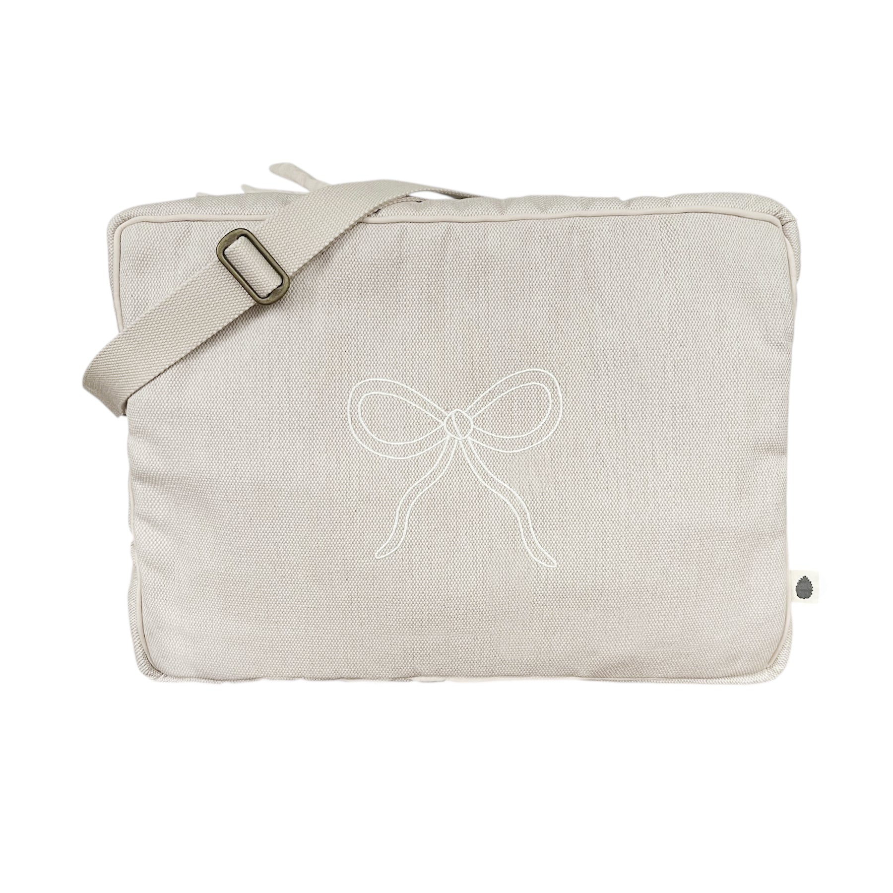 Large changing bag – sand – Bow embroidery