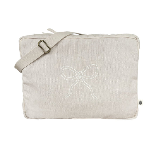 Large changing bag – sand – Bow embroidery