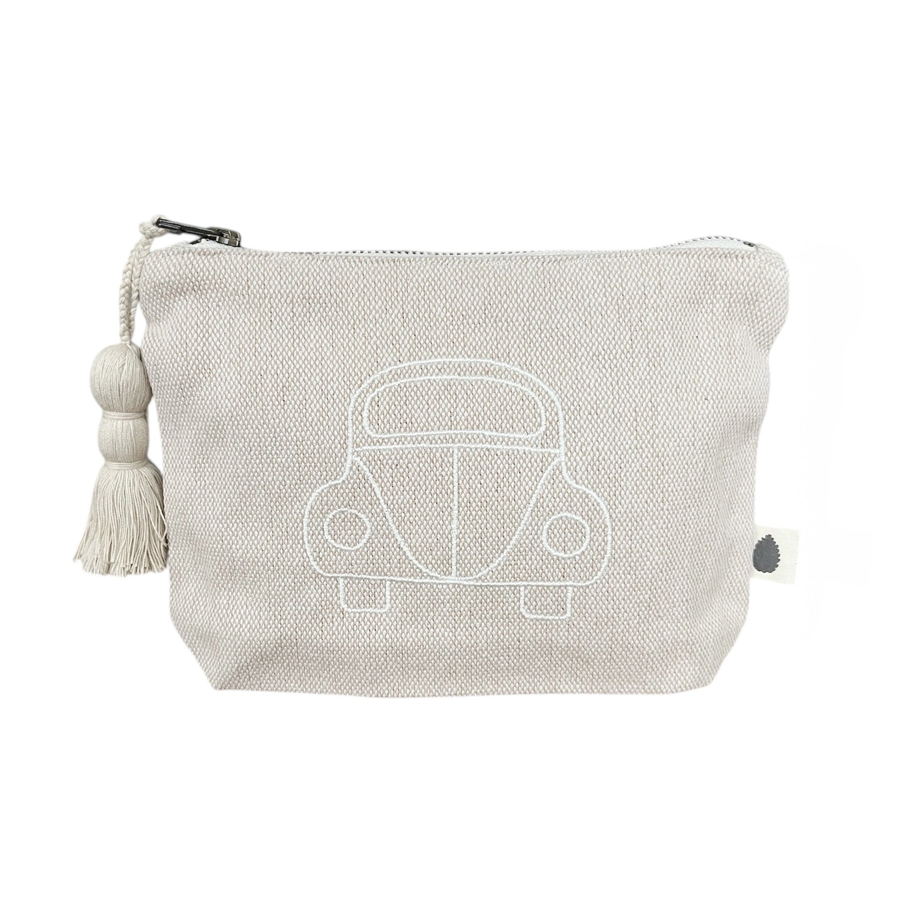 Mini toiletry bag – sand – Car embroidery