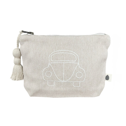Mini toiletry bag – sand – Car embroidery