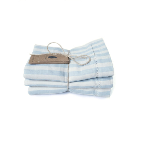 Pine Cone Copenhagen - Edith - Muslin Cloth 3-Pack - Blue Blossom Stripe