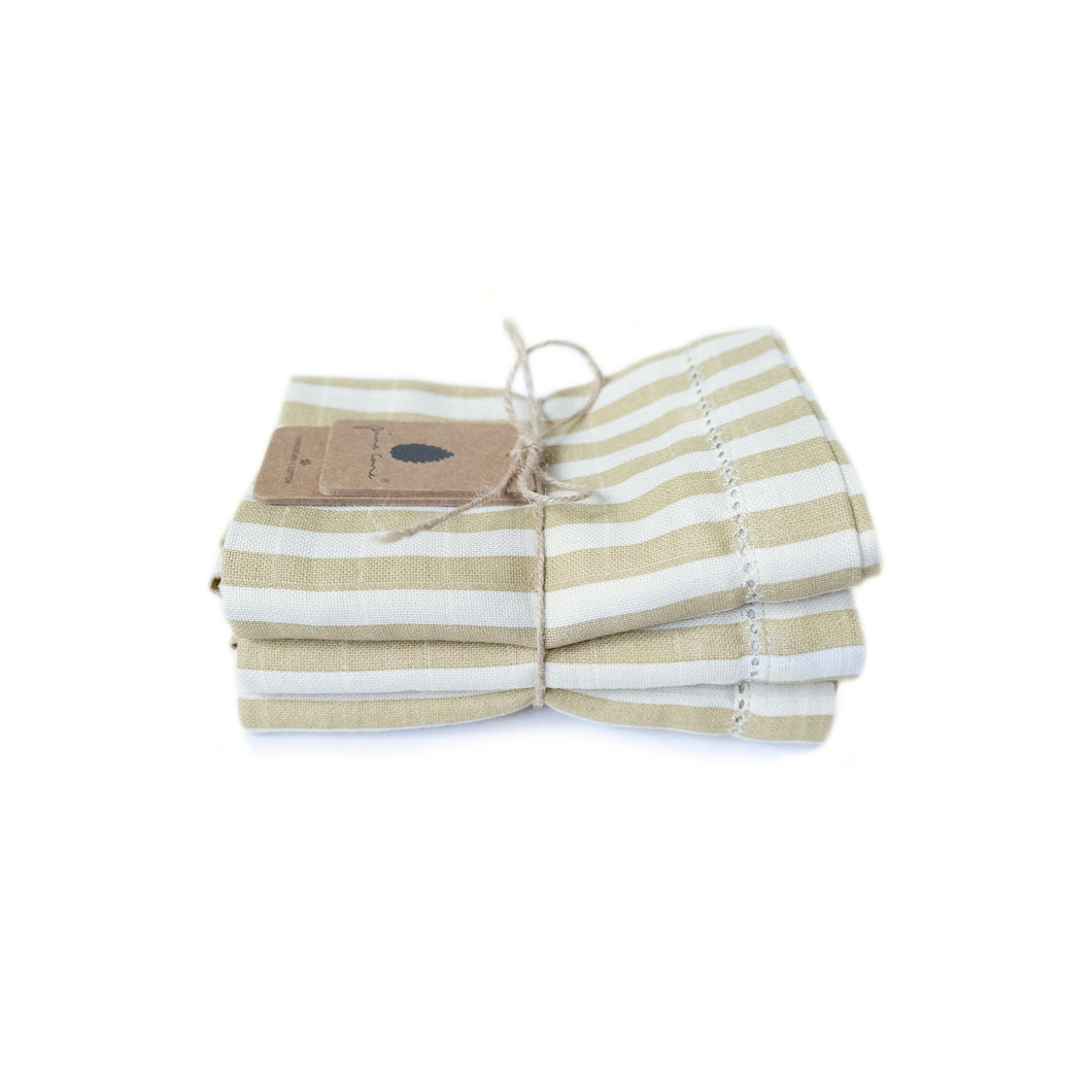 Pine Cone Copenhagen - Edith - Muslin Cloth 3-Pack - Mustard Stripe
